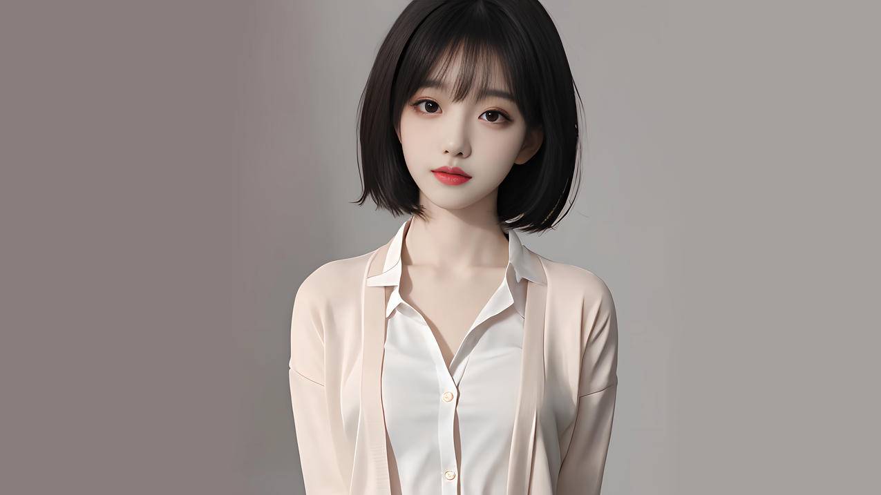 精选《短发美女 ai绘画 清新 简约 4k壁纸》图集
