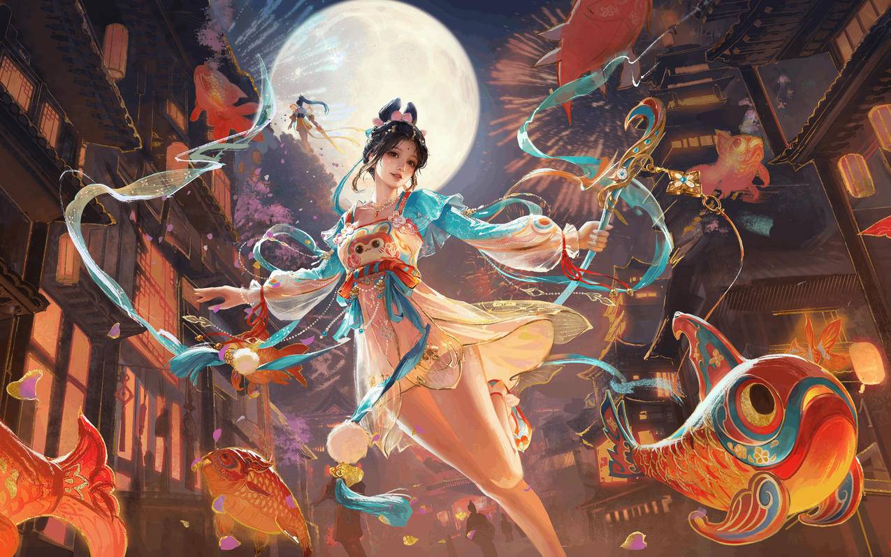 永劫无间 长歌诗韵 道唐使 胡桃 新年 鱼灯 2560x1600高清壁纸