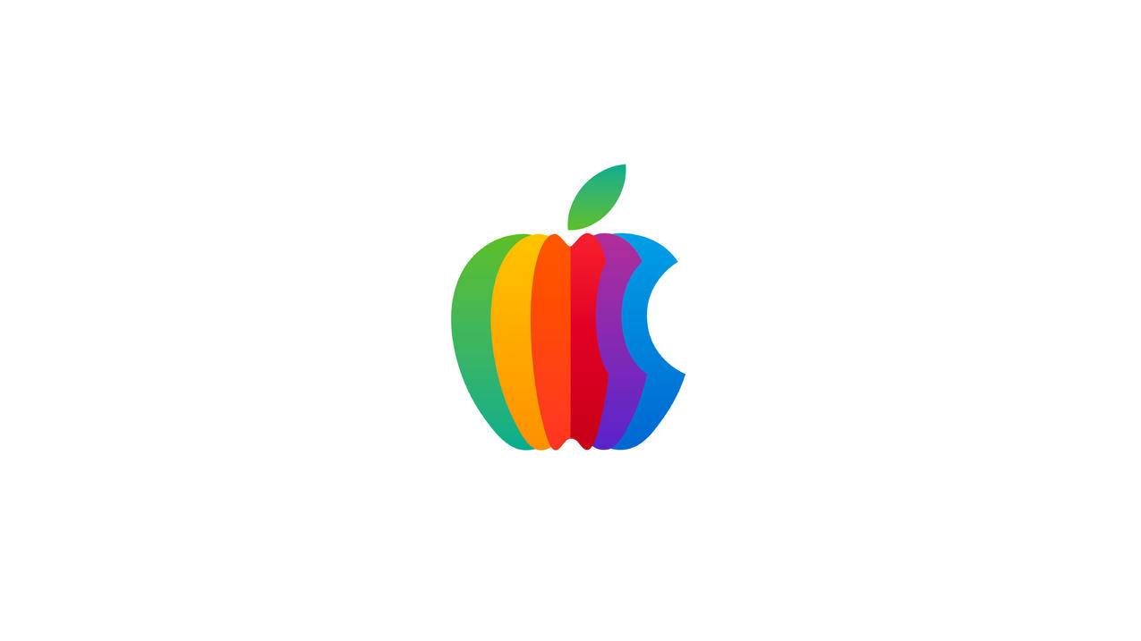 Apple彩色Logo 白色背景 6k电脑壁纸