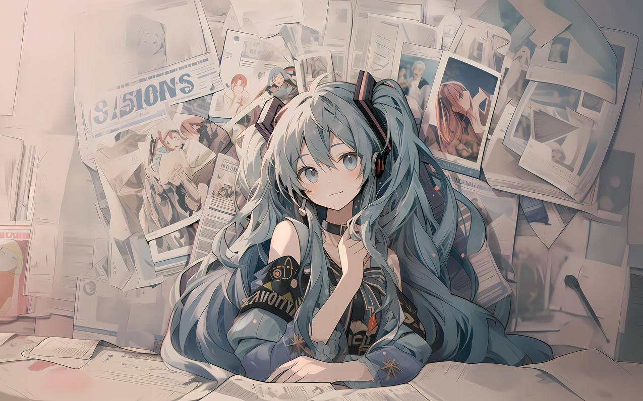 海报 报纸墙 miku 初音未来 4K壁纸 3840x2400