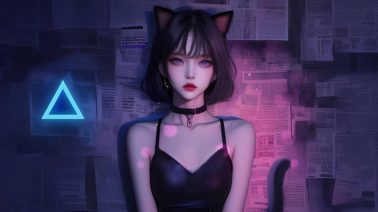 兽耳 猫儿美女 短发 猫尾巴 4k动漫壁纸 3840*2160