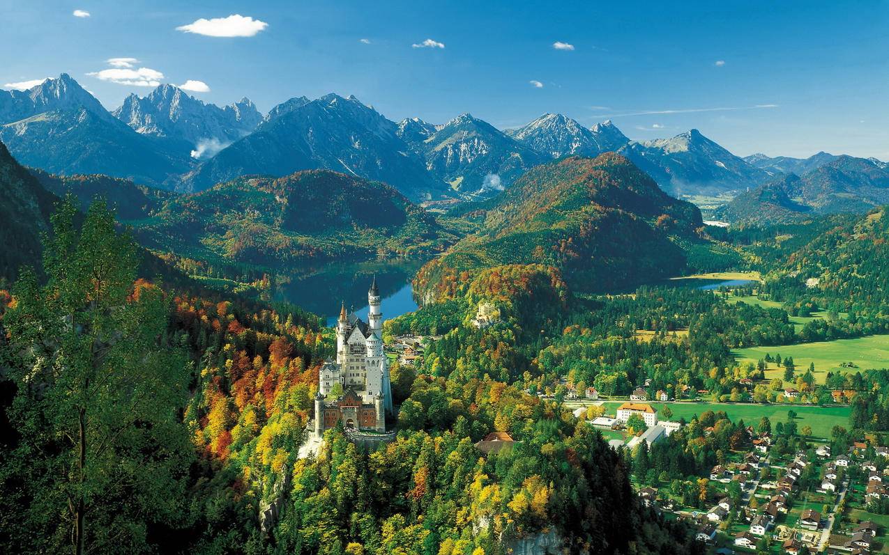 风景德国风景新天鹅城堡雄伟壮观宽屏高清壁纸