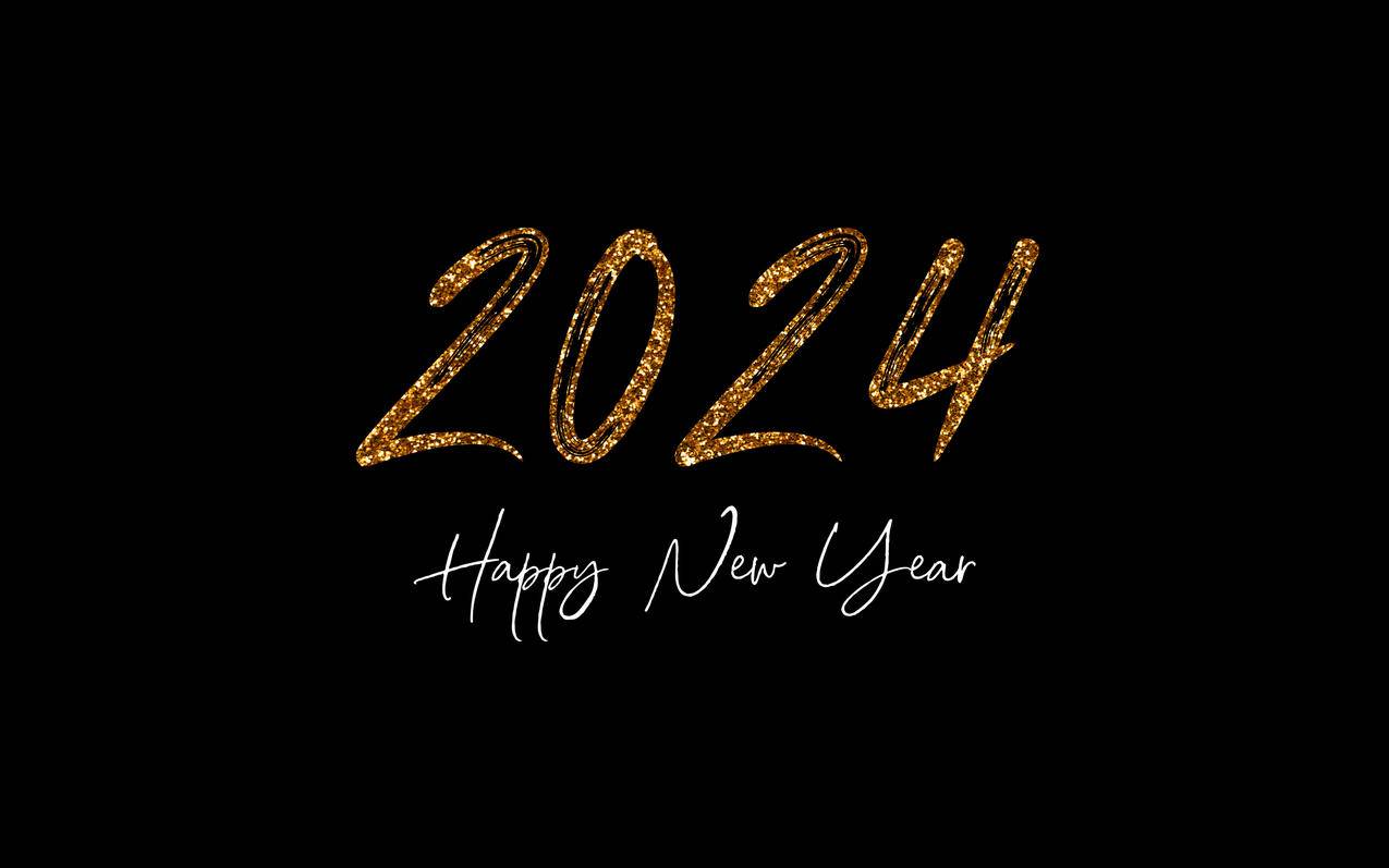 2024新年快乐 黑金字体 个性艺术字 4K壁纸3840x2400
