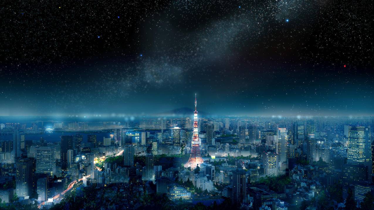 东京 城市 夜晚 星空 4K动漫壁纸
