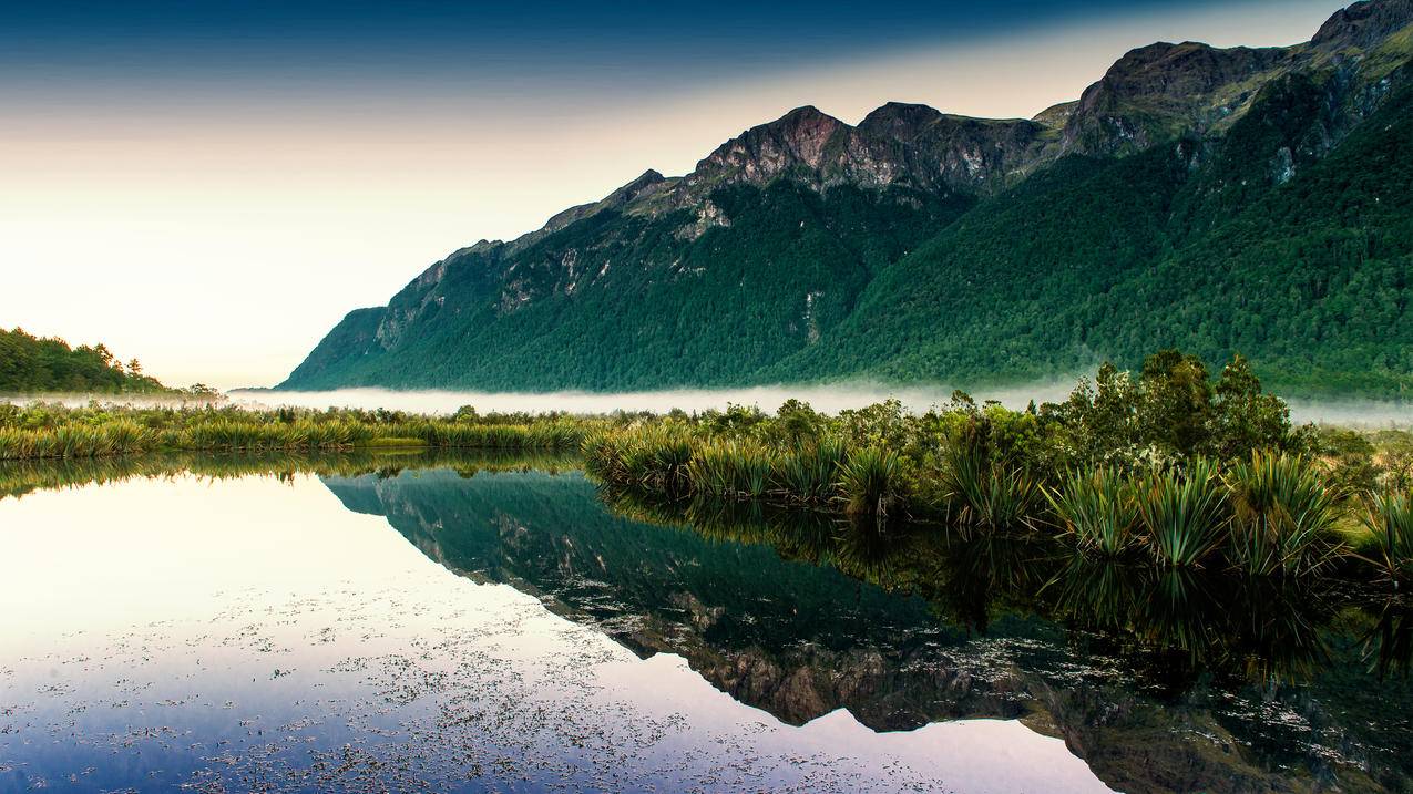 新西兰镜湖风景4k壁纸