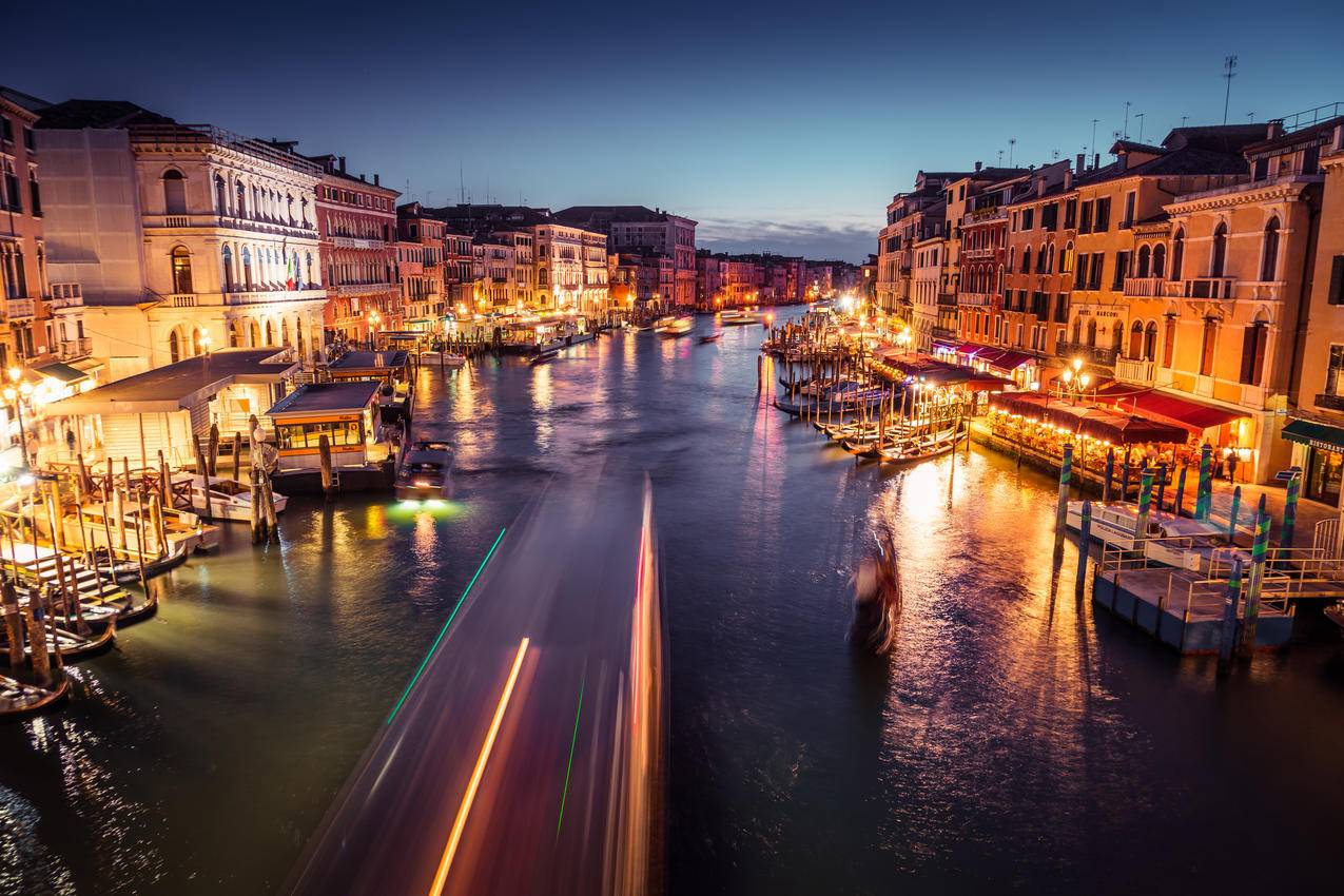 威尼斯 大运河 夜景 4k高清风景壁纸