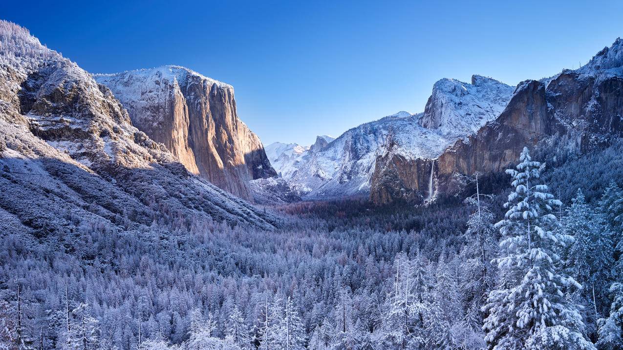 优胜美地国家公园冬天风景4k壁纸