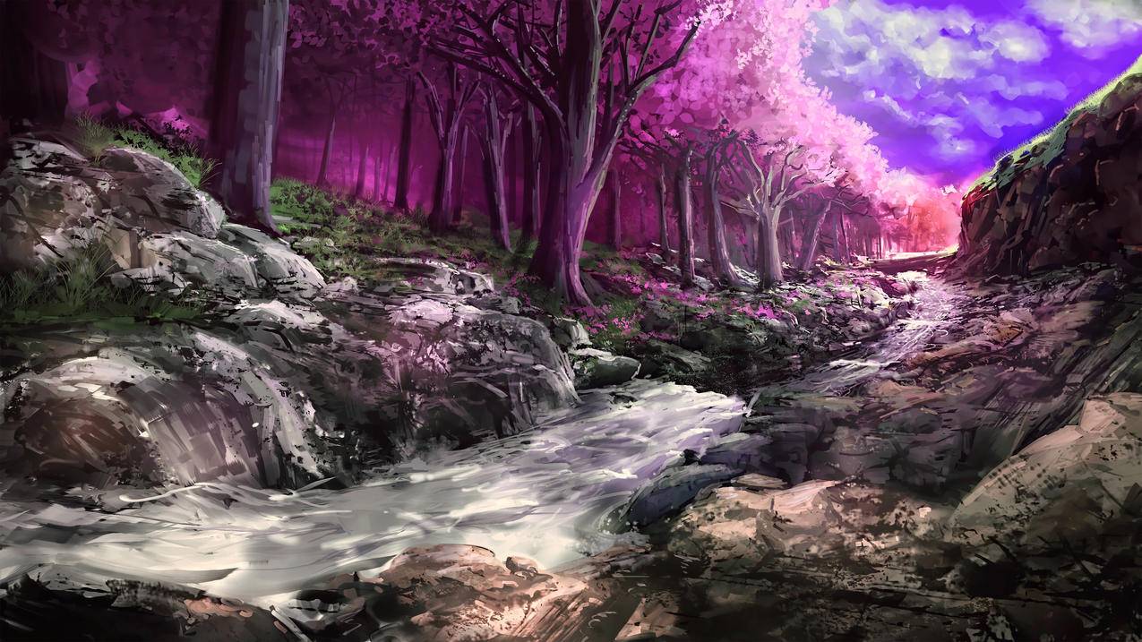 绘画 科幻 树木 森林 4k风景高清壁纸