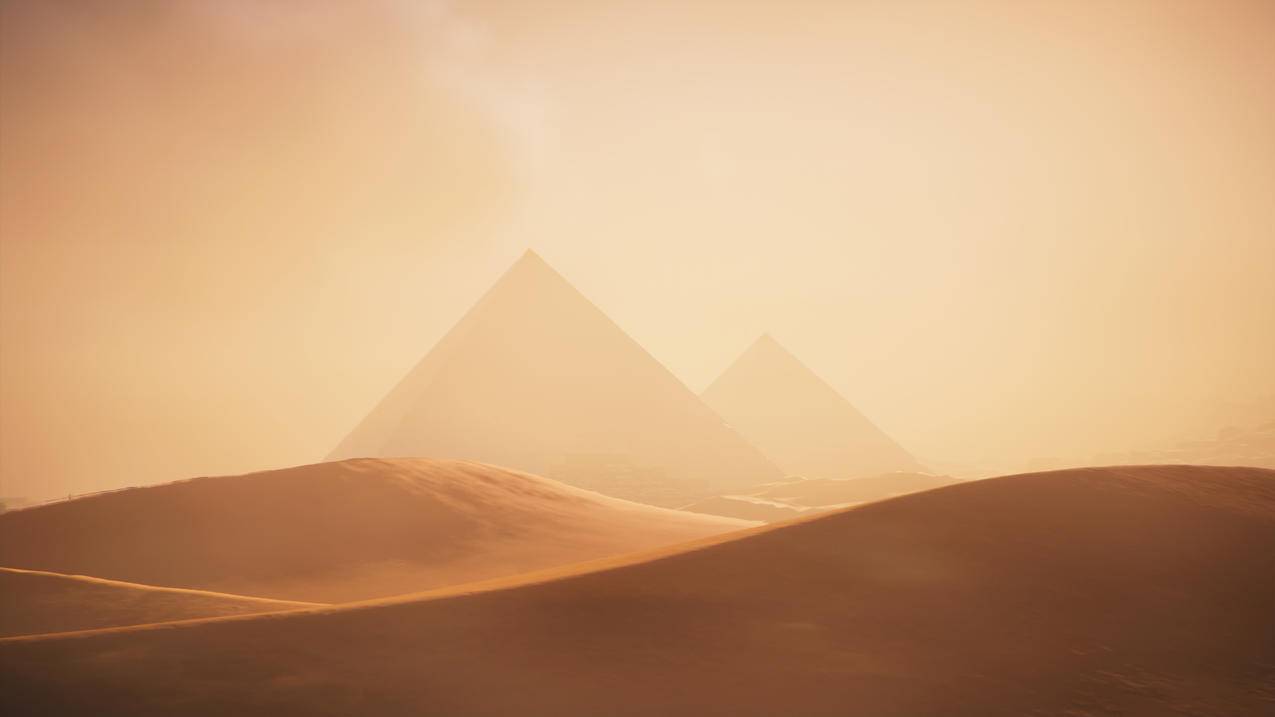 沙漠 金字塔 简约 风景 4k高清壁纸