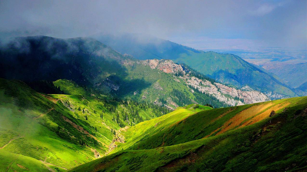 风景自然风光新疆北疆草地山川高清壁纸