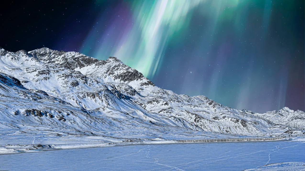 雪山 北极光 星空 高清 风景 4k电脑壁纸 4k手机壁纸