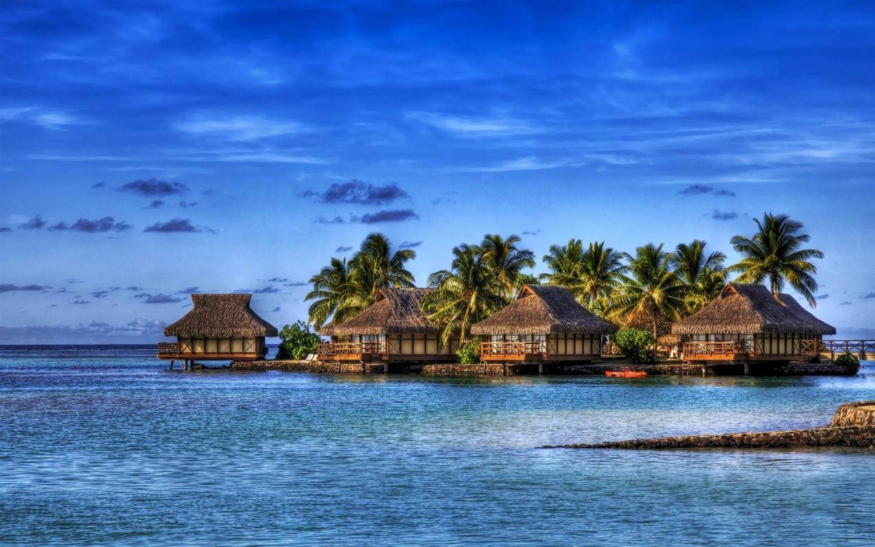 风景蔚蓝大海马尔代夫景色怡人宽屏高清壁纸