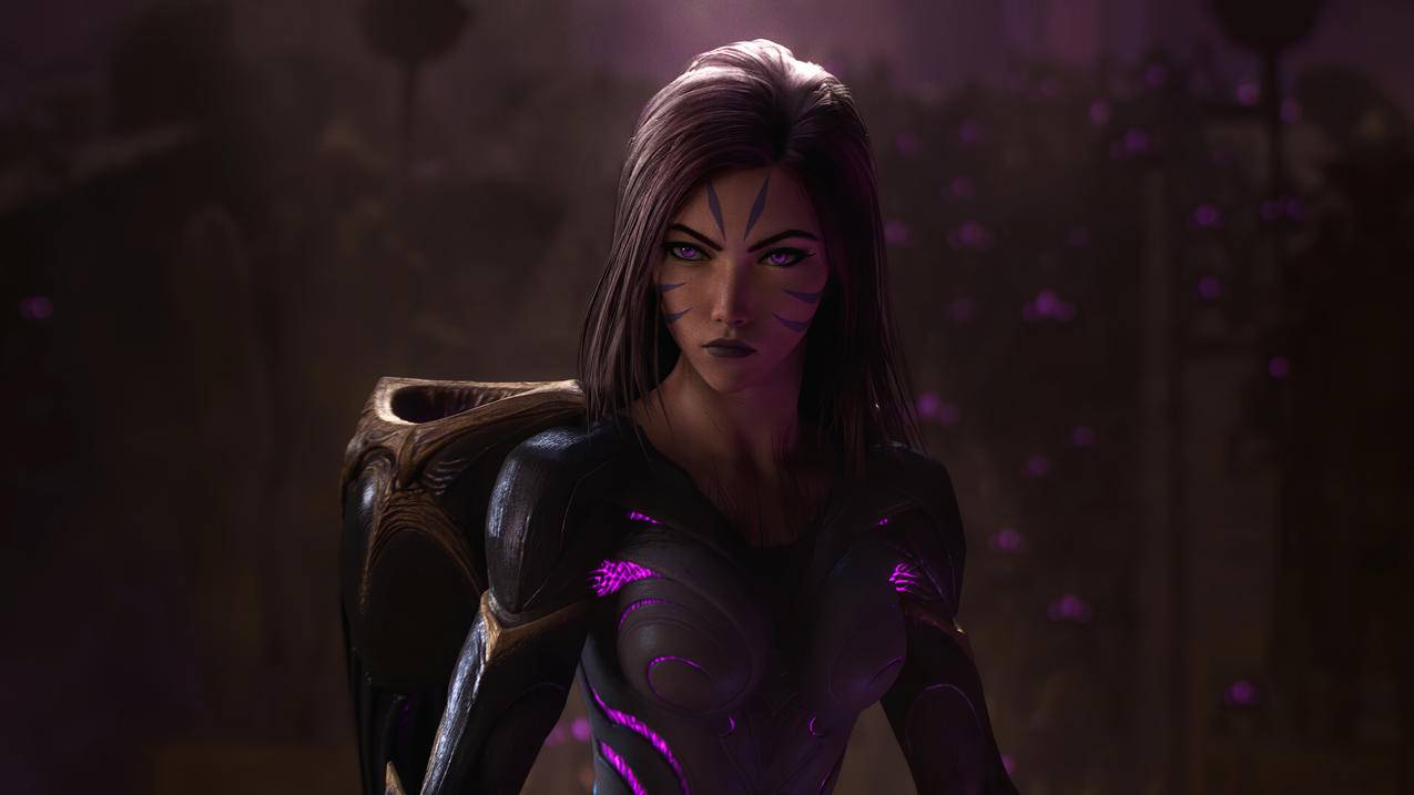 《英雄联盟》虚空之女 Kaisa 凯莎 紫发 4K高清壁纸