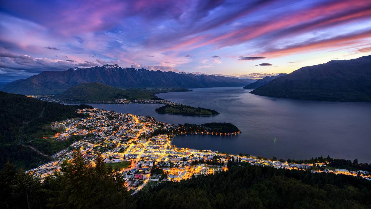 新西兰皇后镇美丽的夜景4k壁纸