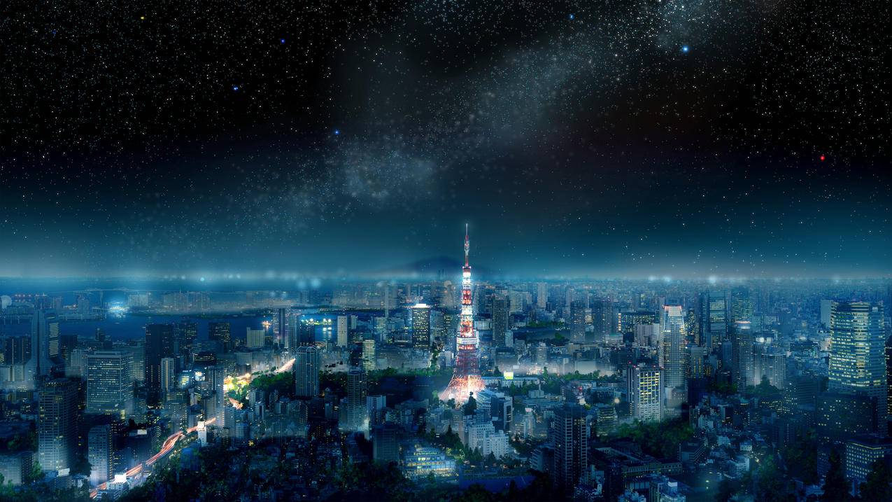 东京 城市 夜晚 星空 4k高清风景壁纸