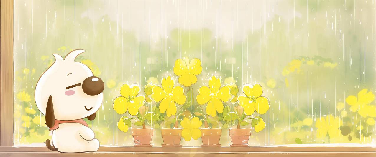 辛巴狗 花盆 花朵 3440x1440带鱼屏壁纸