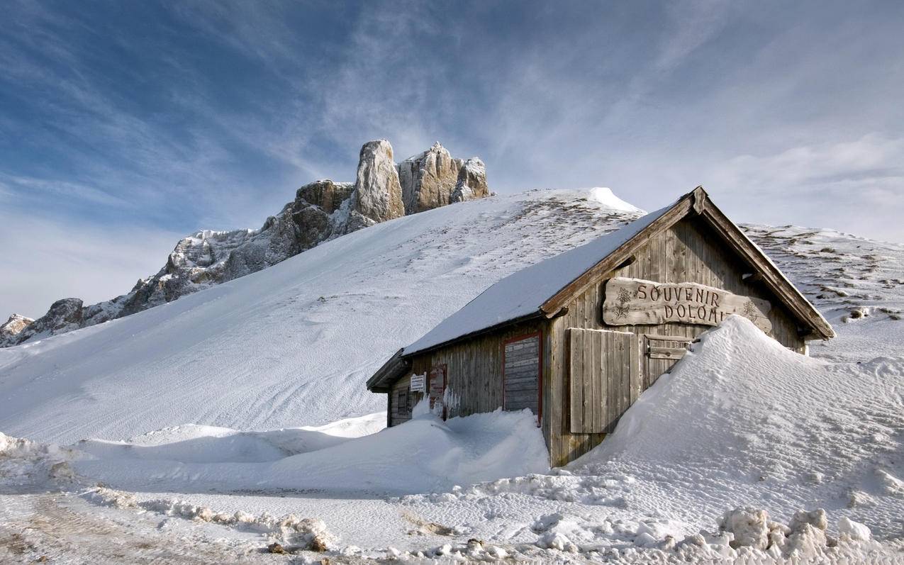 风景冰天雪地木屋南极高清壁纸