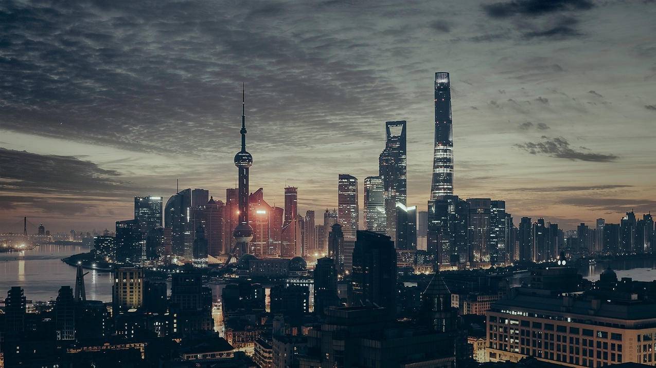 风景城市夜景上海建筑高清桌面壁纸