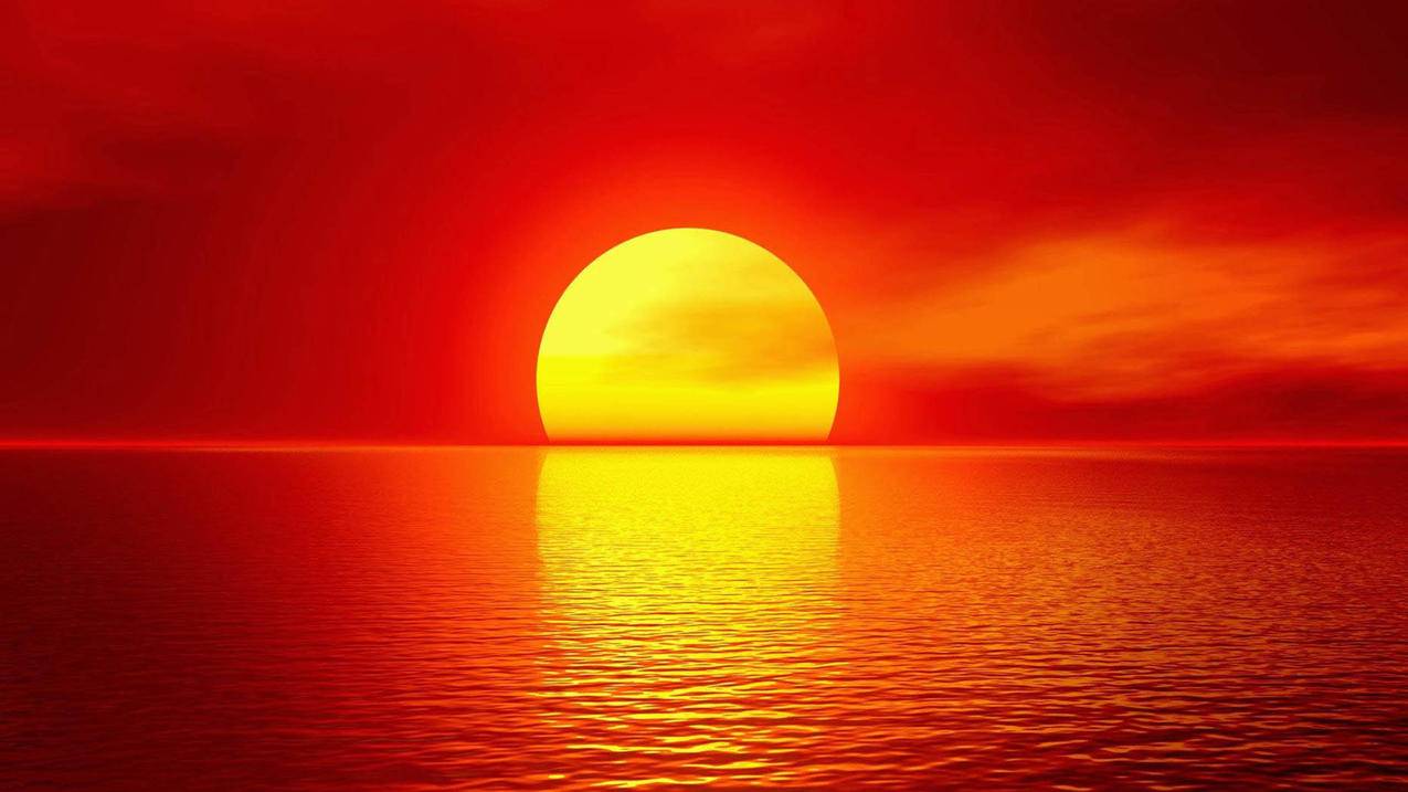 海面太阳日出红日5k壁纸
