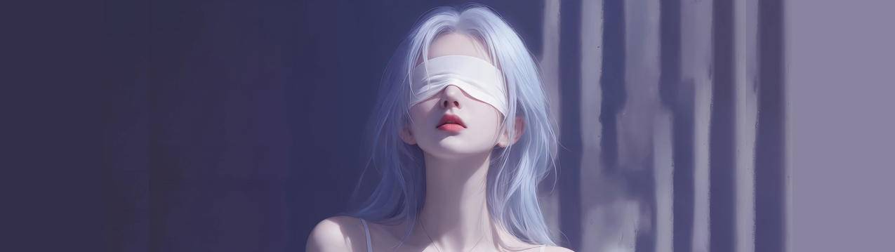 唯美蒙眼女孩3840x1080双屏长壁纸