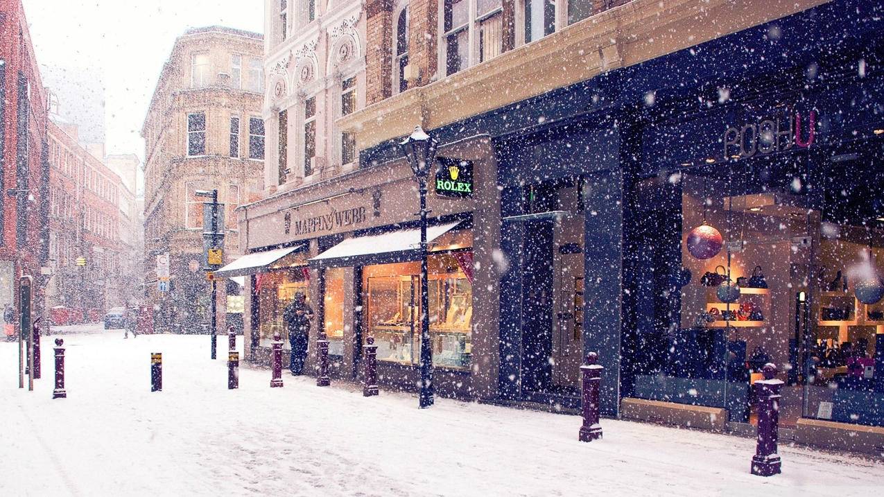 街道城市风景飘雪冬季冬天旅游胜地陌生的街角高清壁纸