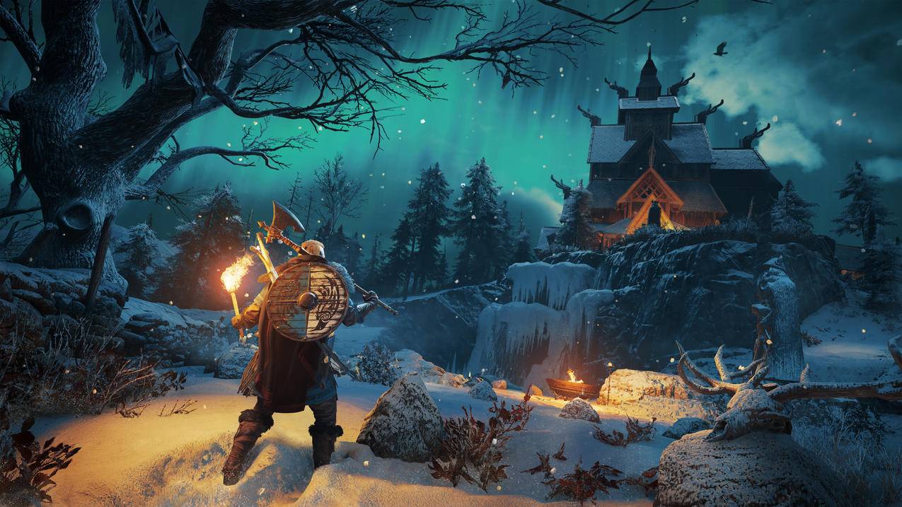 极光风景 刺客信条 英灵殿 Assassin Creed Valhalla 4K游戏高清壁纸