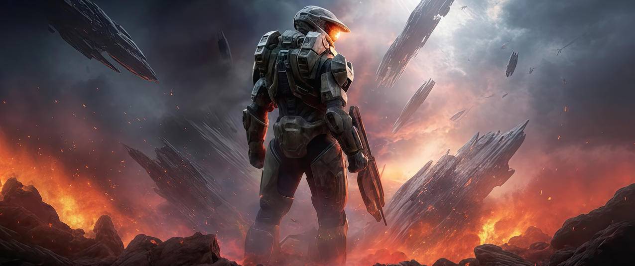 士官长 Master Chief Halo 3440x1440带鱼屏壁纸免费