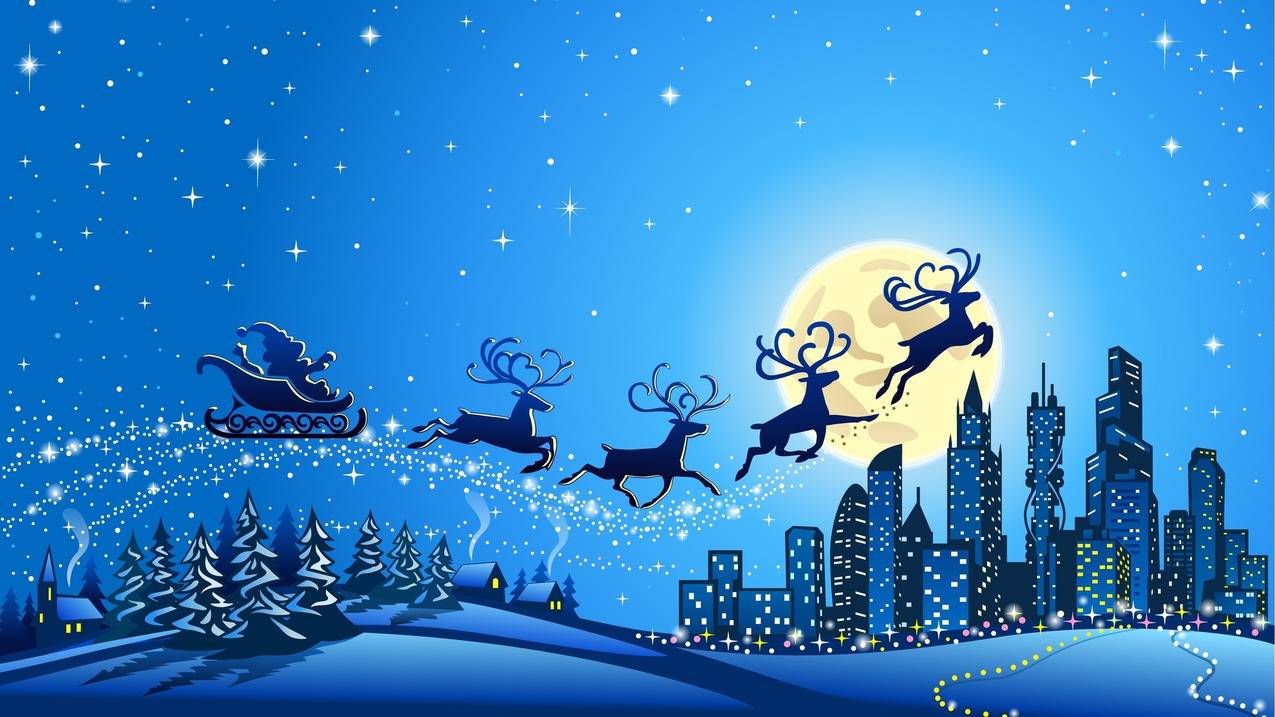 节日美图圣诞节MerryChristmas圣诞老人麋鹿高清壁纸