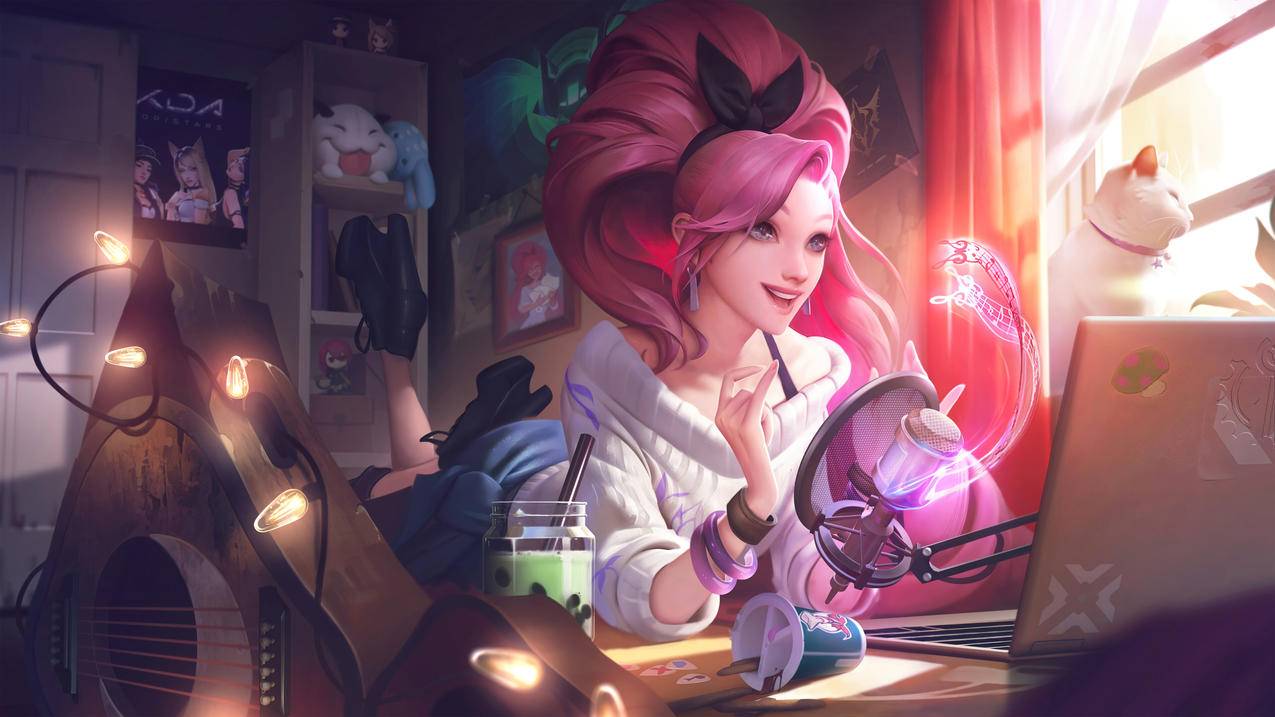 Seraphine萨勒芬妮《英雄联盟LOL》蓝色眼睛 4k高清图片