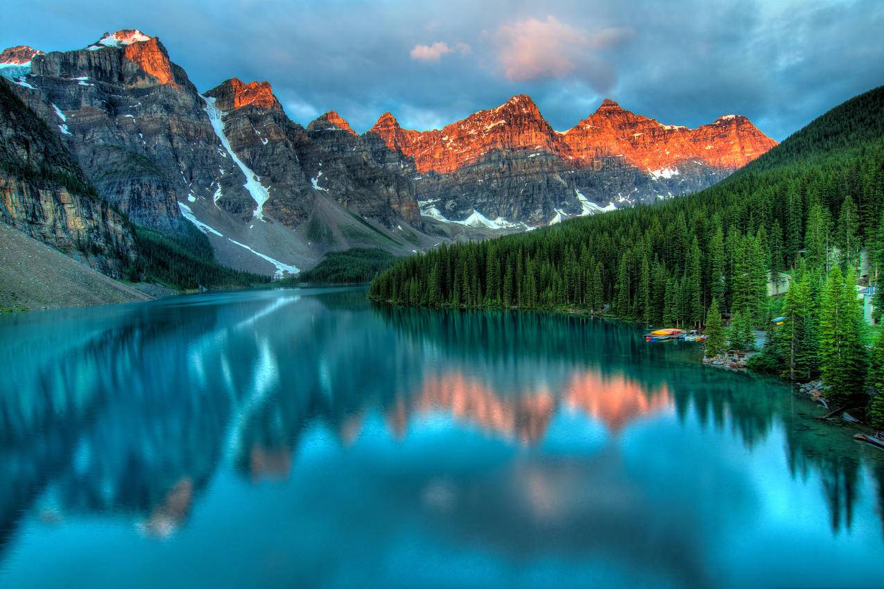 冰碛湖日出 加拿大 美丽的湖泊 风景 4k高清壁纸