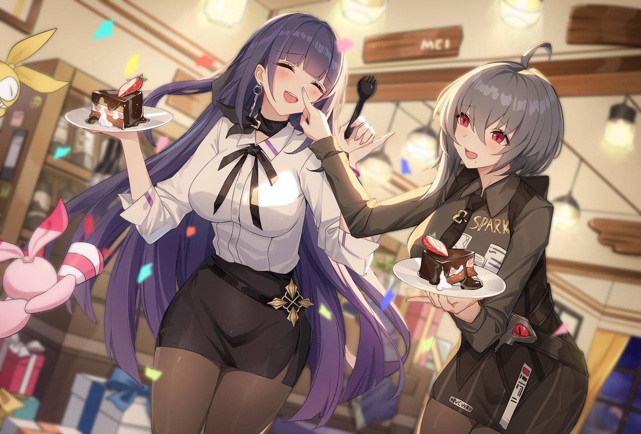 崩坏3 芽衣在世界蛇 制服黑色丝袜 蛋糕 动漫美少女3k高清壁纸