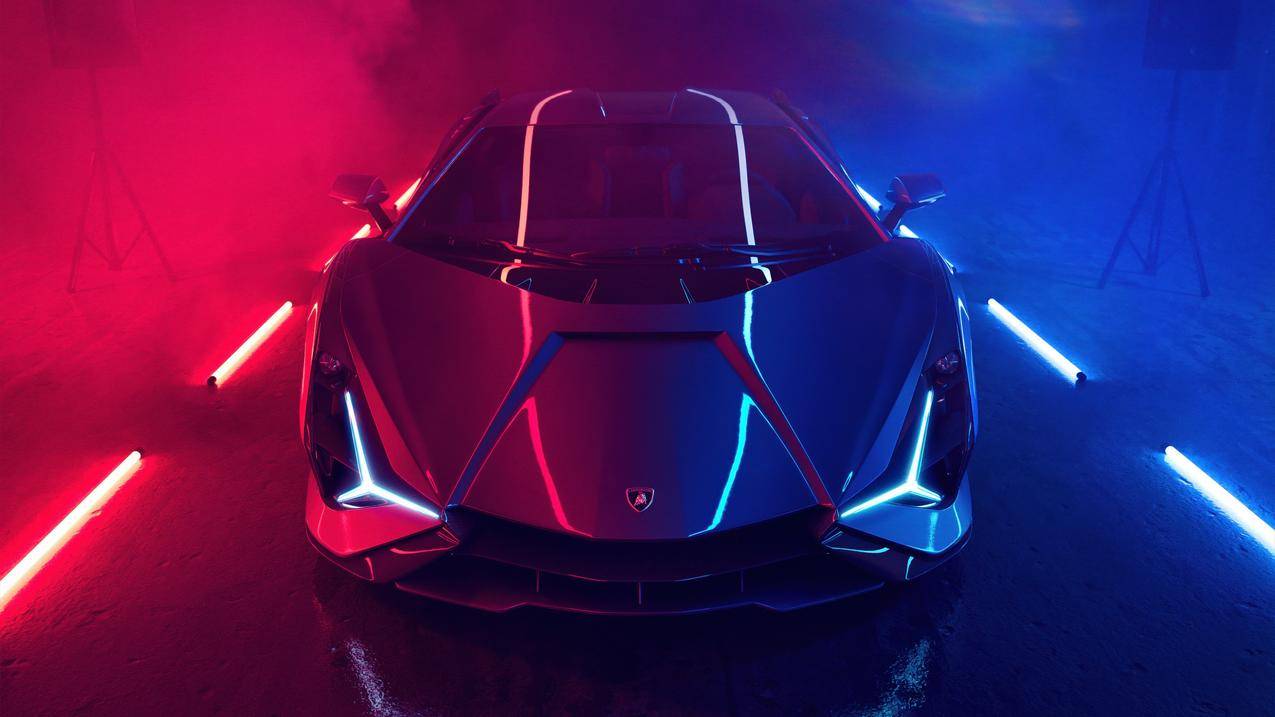 Lamborghini Sián Roadster Neon 兰博基尼4k跑车壁纸