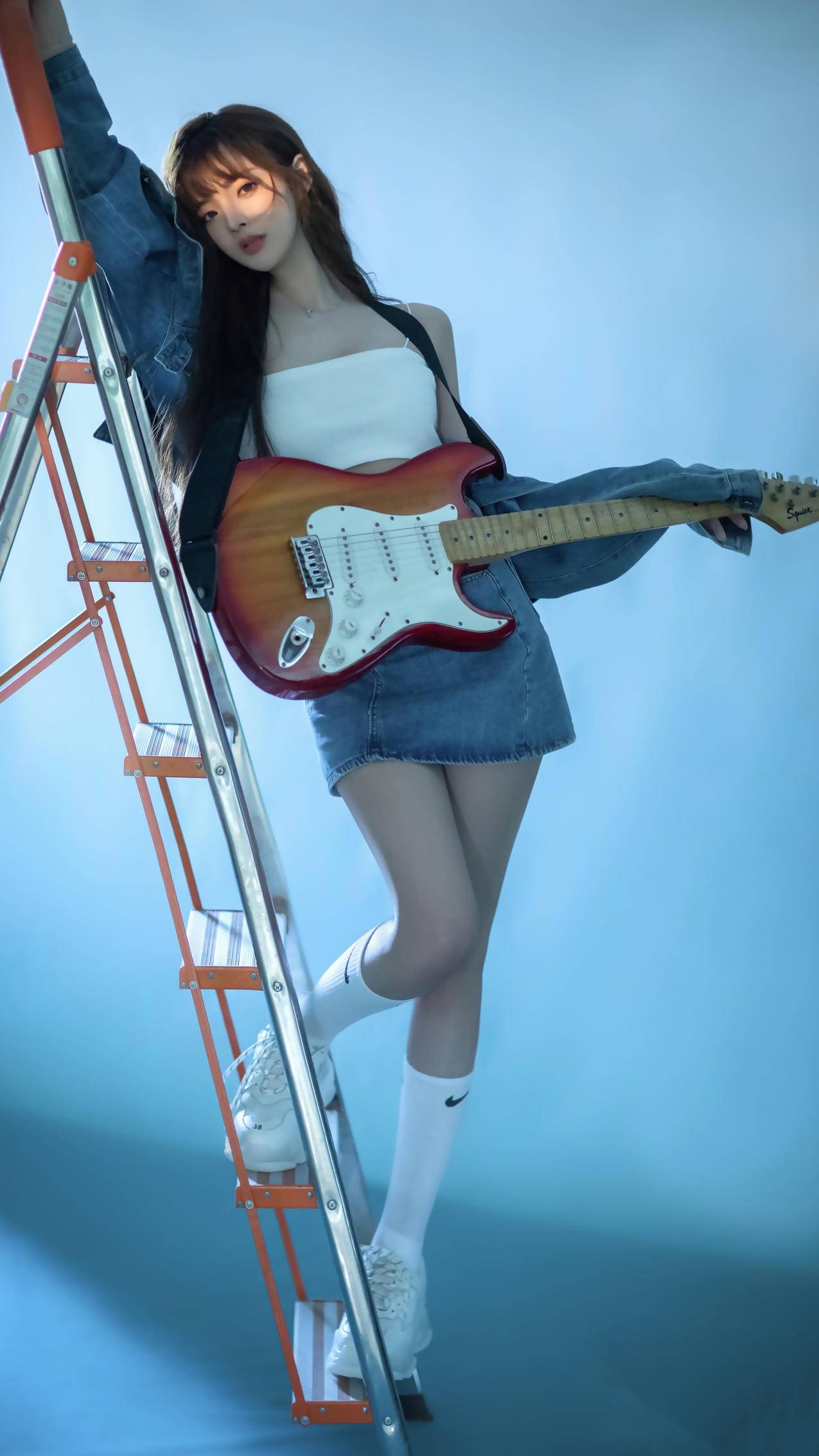 夏木颖 吉他 牛仔 美女 4k电脑壁纸 4k手机壁纸