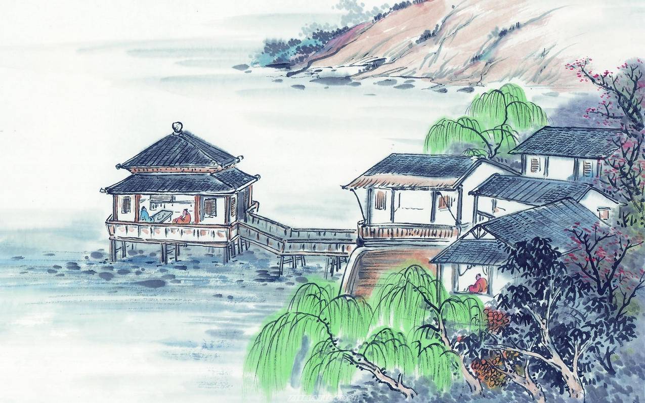 炫酷手绘中国风山水画高清壁纸