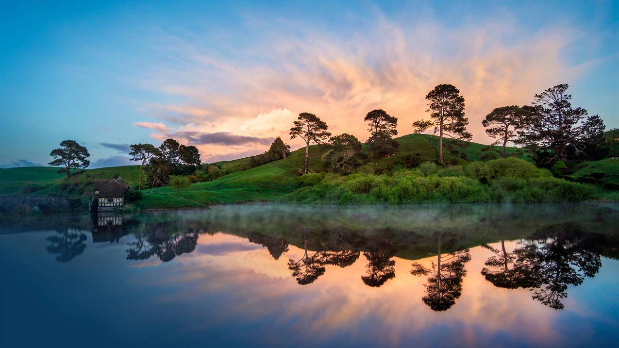 新西兰 美丽迷人湖泊山脉 4k风景高清壁纸