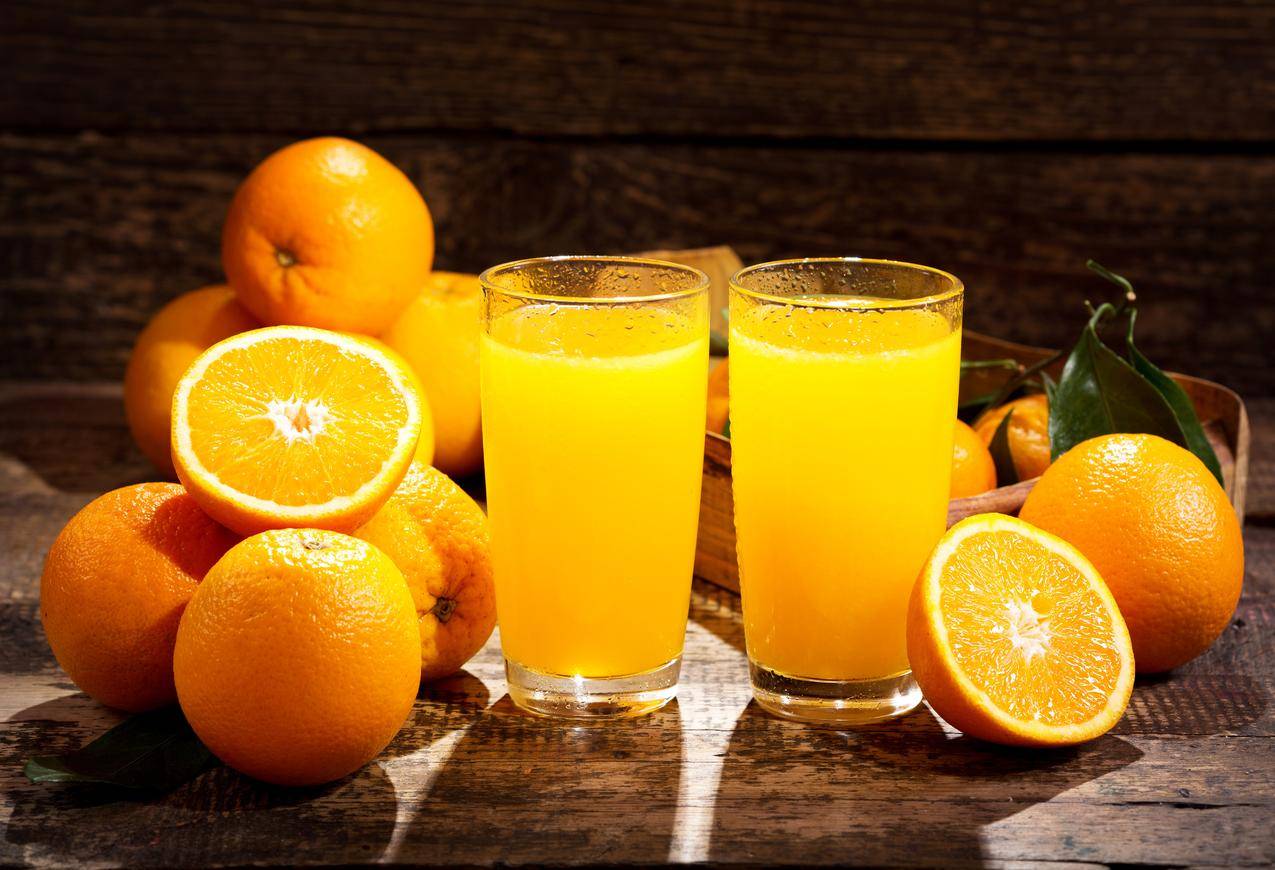橙子 果汁 玻璃杯 水果 橙汁 4K美食高清壁纸