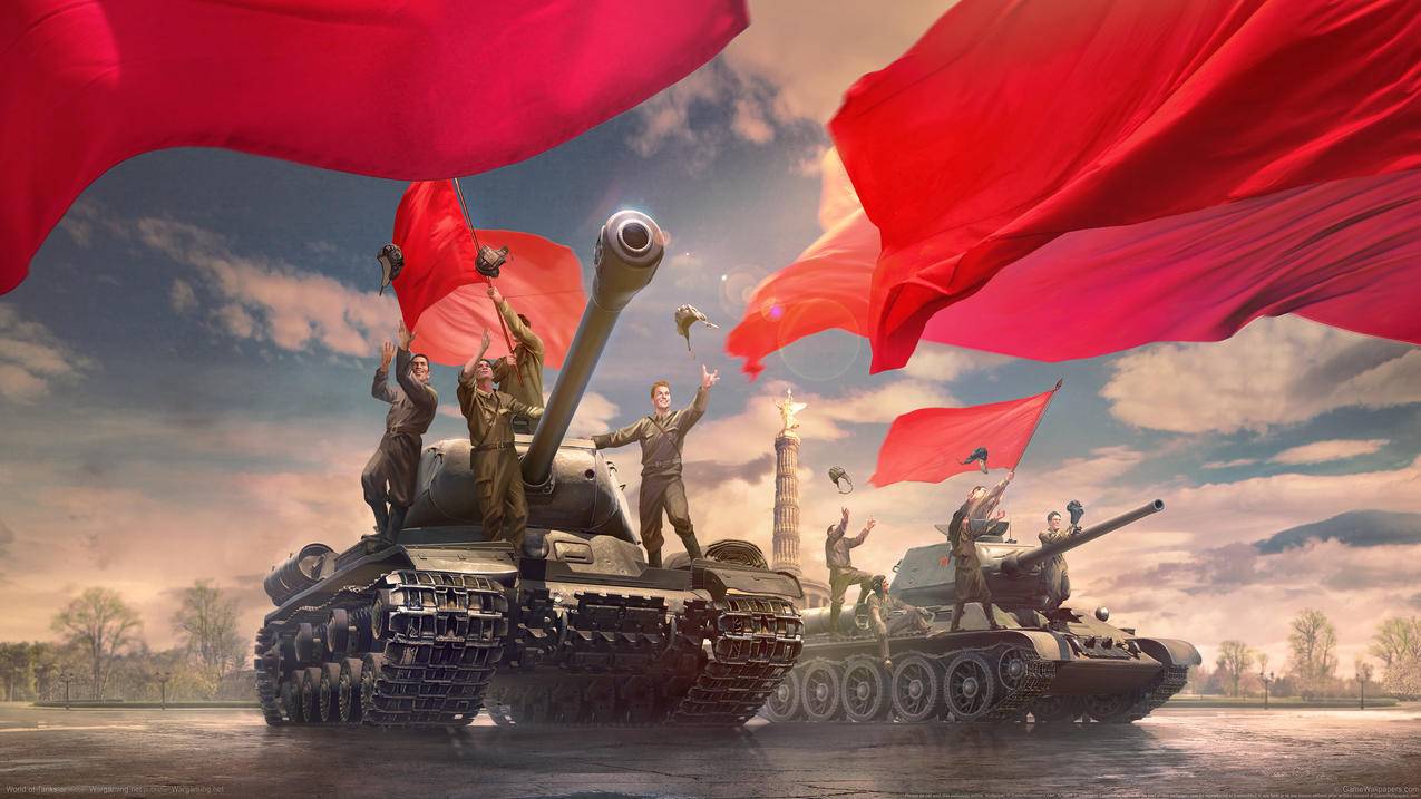 坦克世界 World of Tanks 坦克 红旗 军人 4K高清壁纸