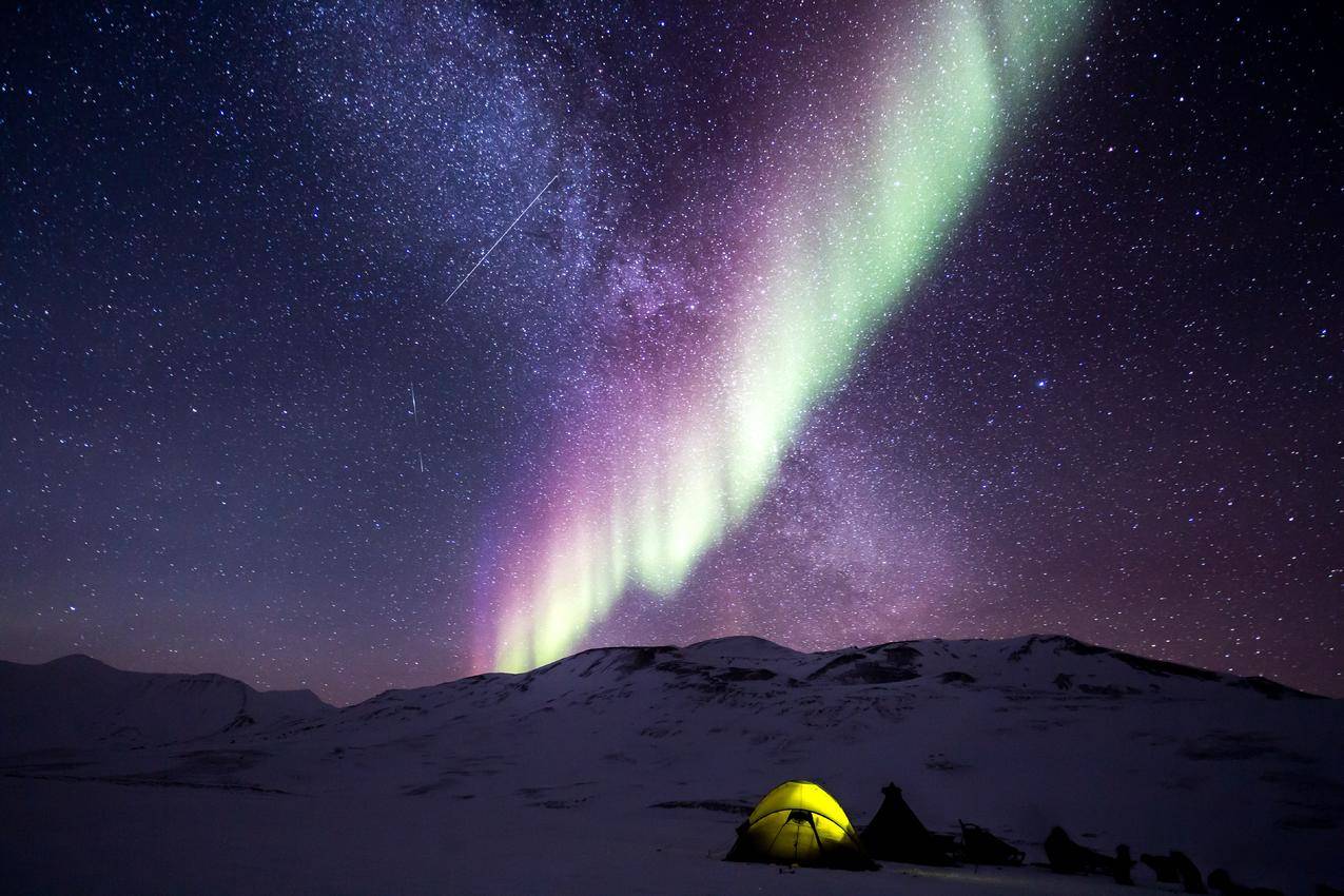 极光 北极 自然 阿拉斯加州 帐篷 冒险 5k风景高清壁纸