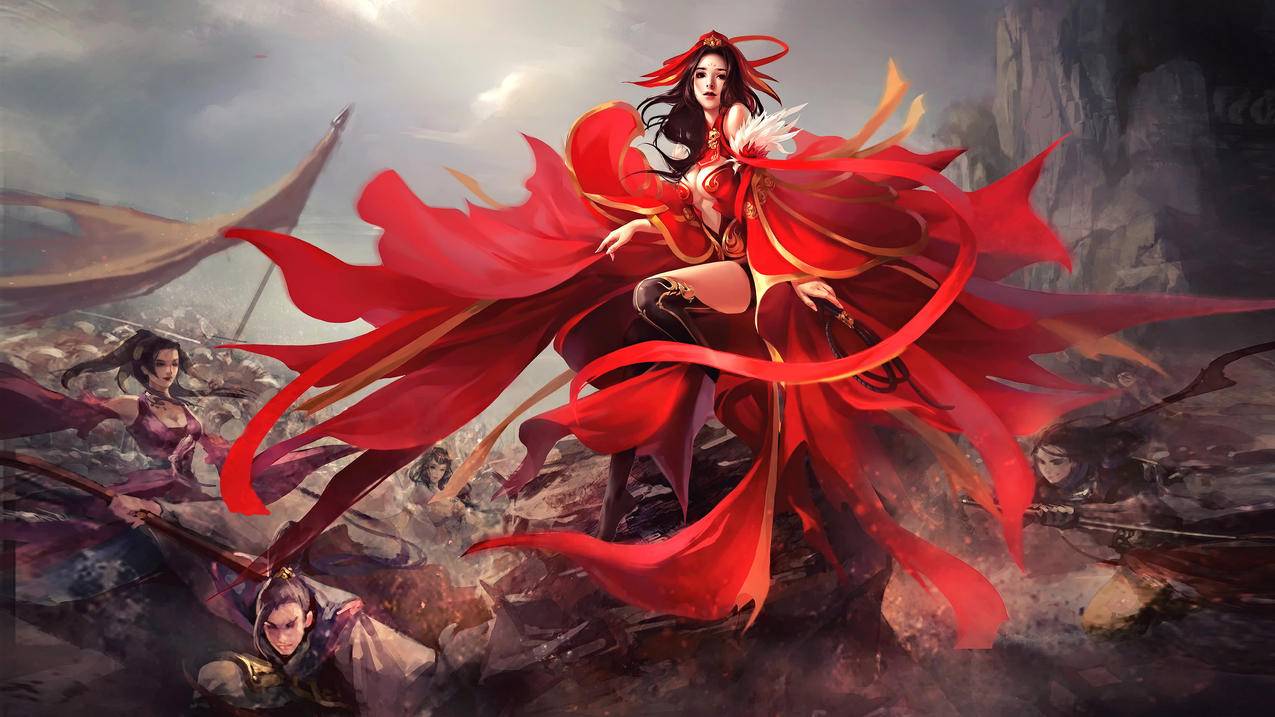 《万古神帝》古风红装 女孩 战斗 战士 剑 4K高清游戏壁纸
