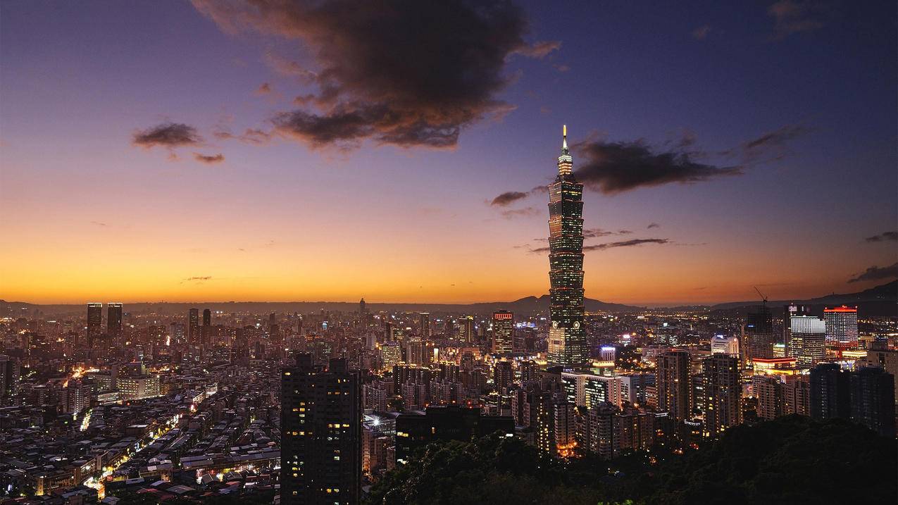 风景城市夜景台湾台北101大厦印象台北高清壁纸