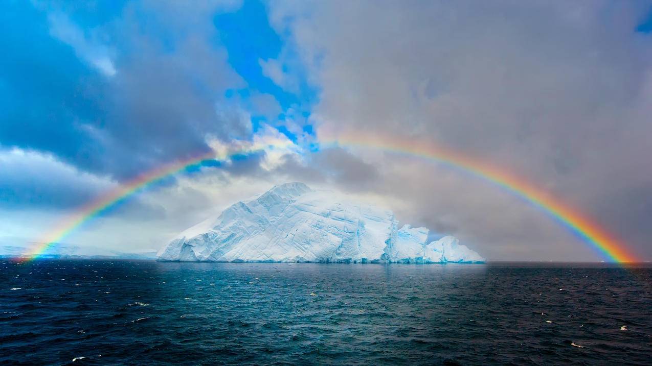 风景冰天雪地彩虹极地冰川高清壁纸