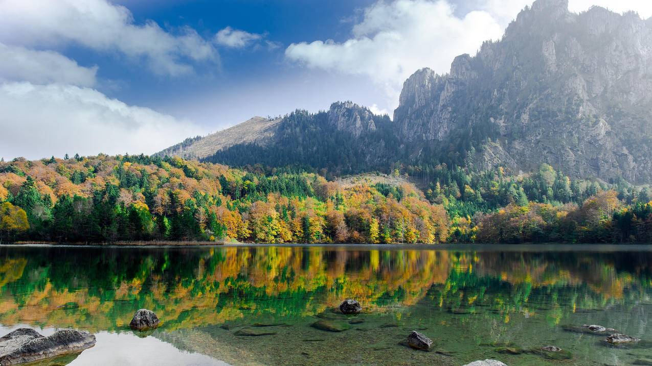 奥地利自然天空湖水风景4k壁纸