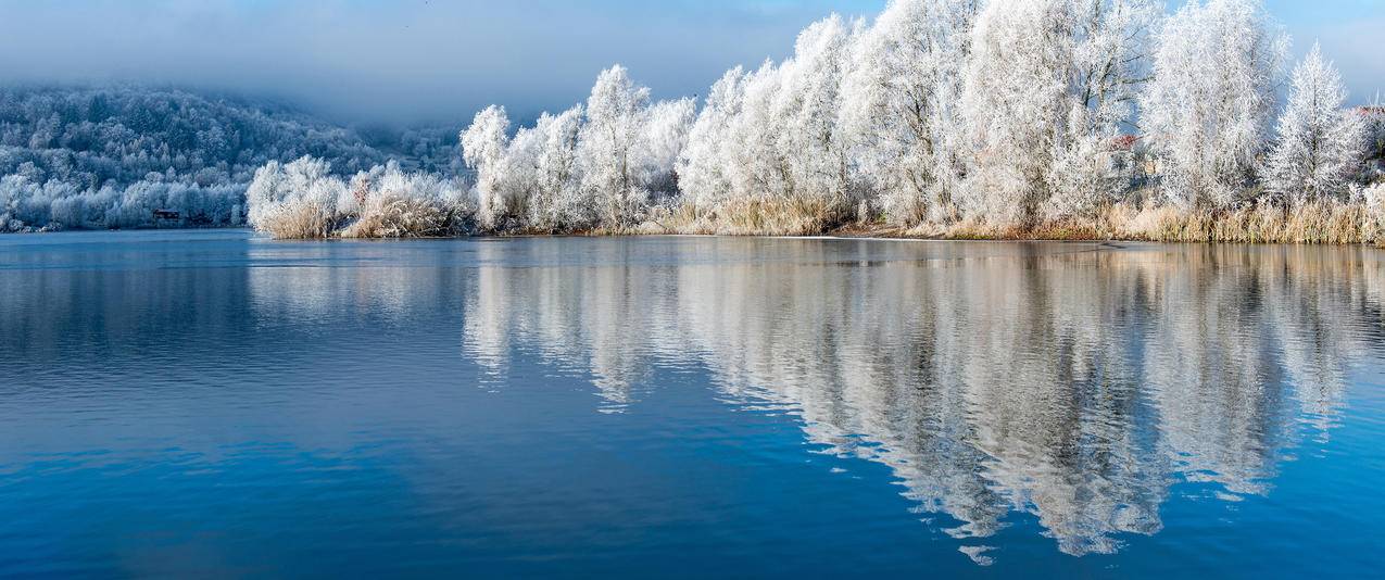 冬季 雪景 湖面 5k高清风景