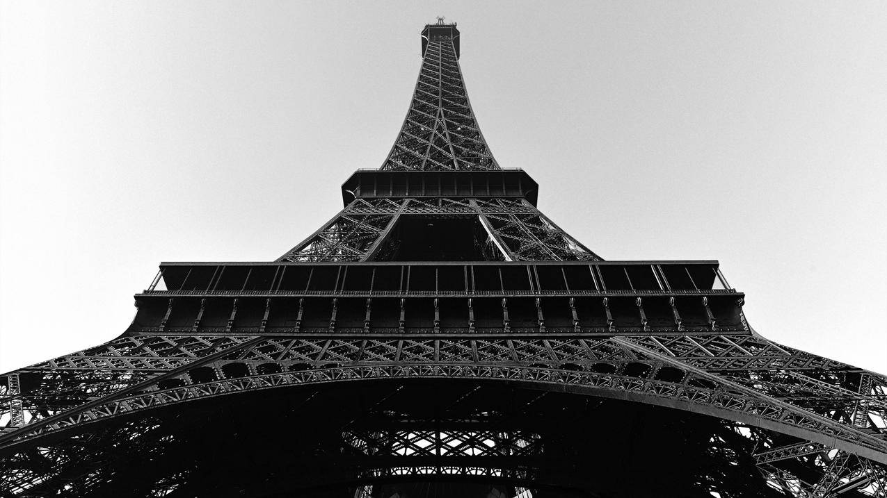 巴黎埃菲尔铁塔黑白风景4k壁纸