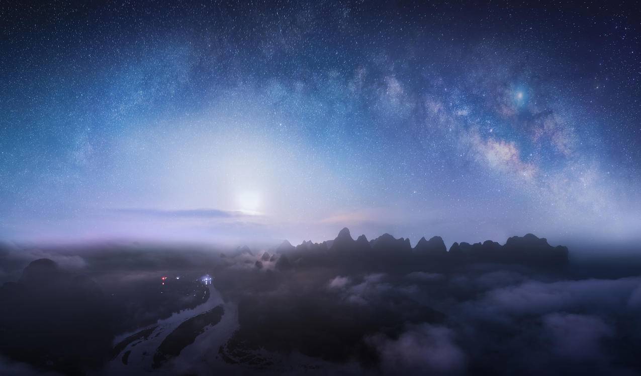 桂林山水 星空 夜晚 风景 4k高清壁纸