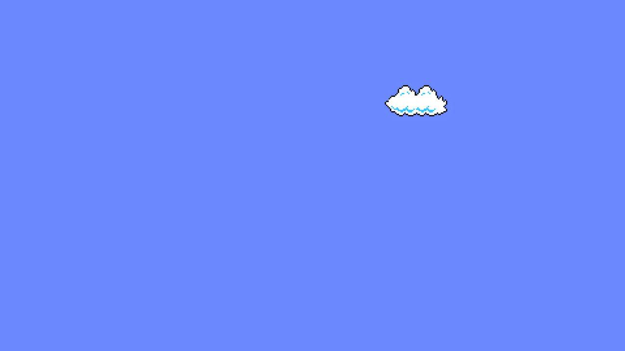 《超级马里奥跑酷Super Mario Run》云朵 蓝背景 4K高清壁纸