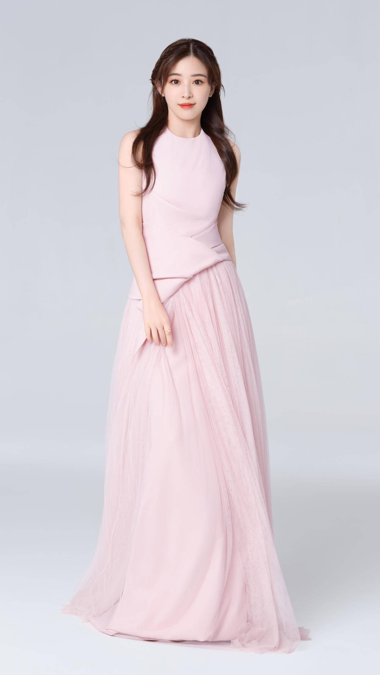 粉色长裙子美女张含韵4k手机桌面壁纸
