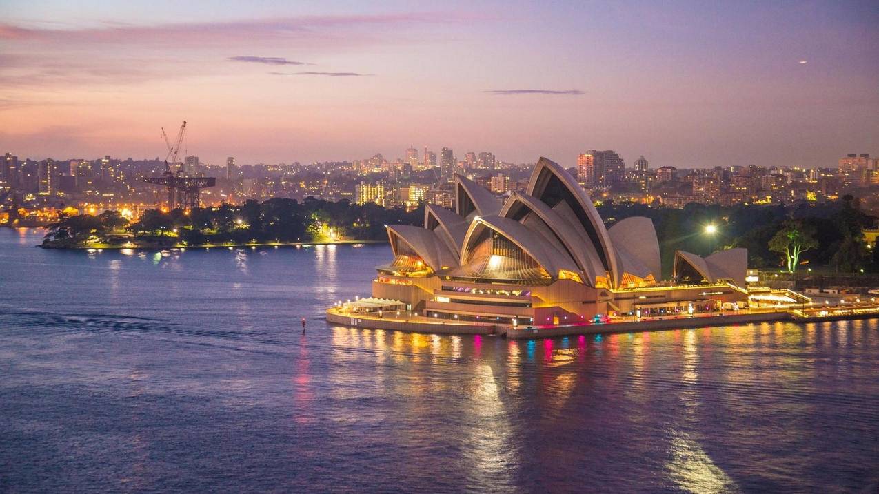 风景城市夜景澳大利亚悉尼悉尼歌剧院高清壁纸