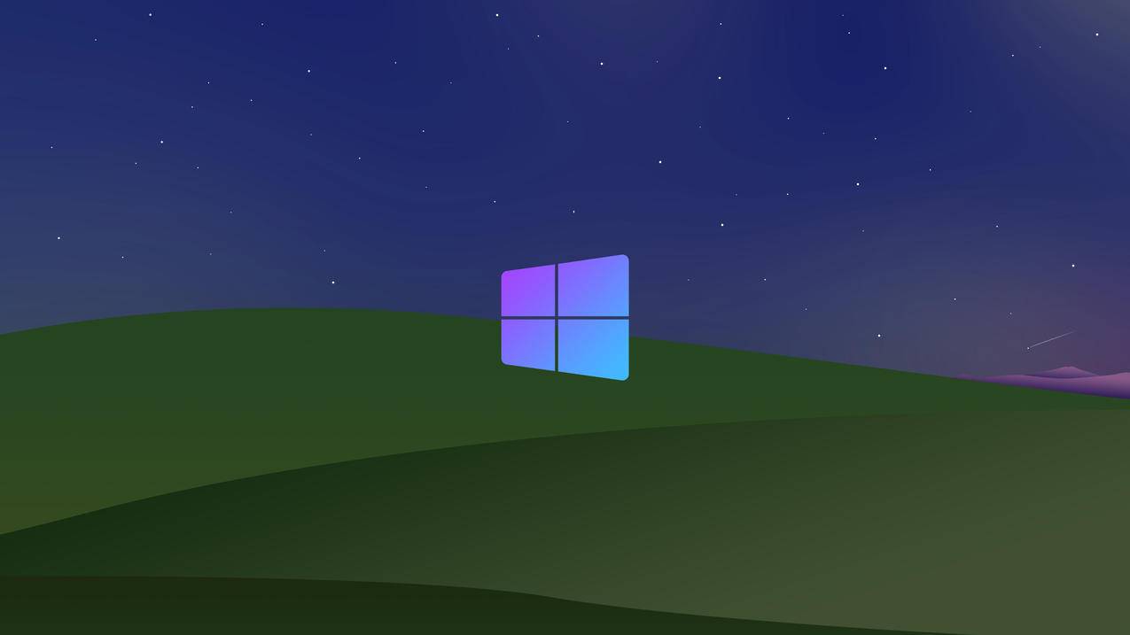 晚上Windows XP Bliss 蓝白白云简约4k壁纸