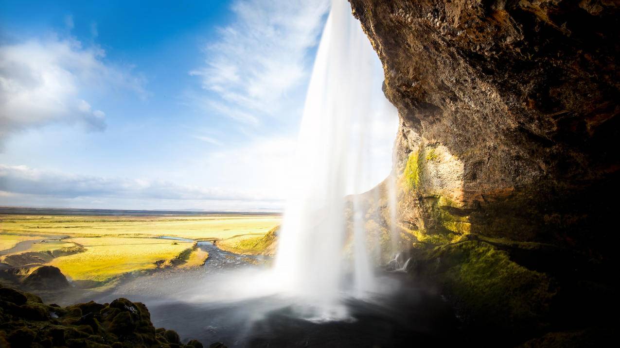 冰岛瀑布风景4k壁纸